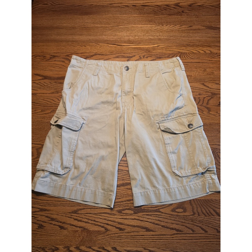 True Religion Cargo Shorts Mens Size 36 Tan 100% Cotton 12.5" Inseam 104821B